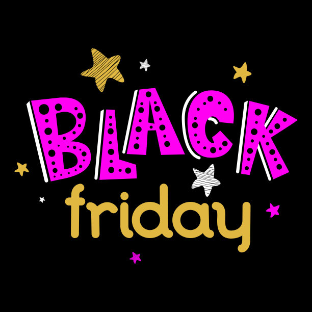 黑色星期五横幅或印刷与手绘文本。销售海报。折扣的设计。可爱的孩子插画。图片下载