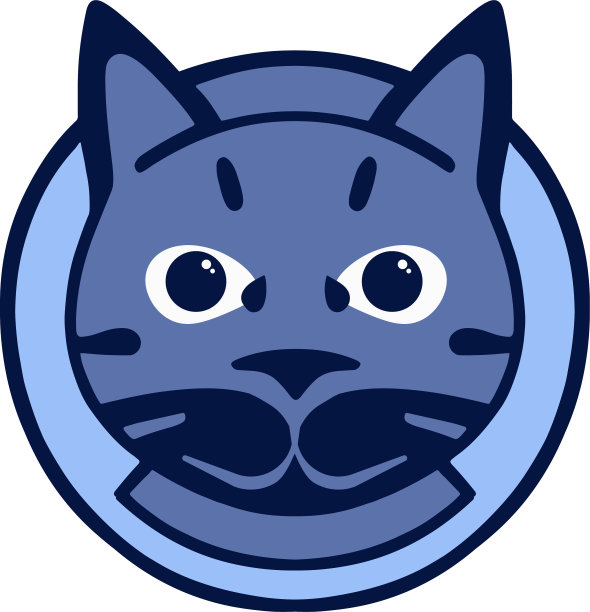 标志徽章蓝色的猫肖像图片下载