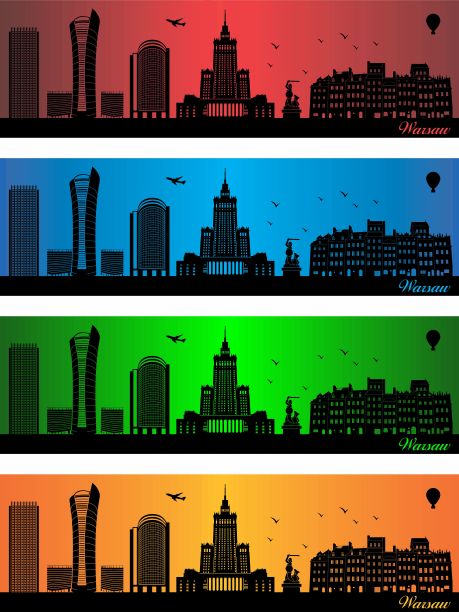 华沙城有四种不同的颜色图片下载