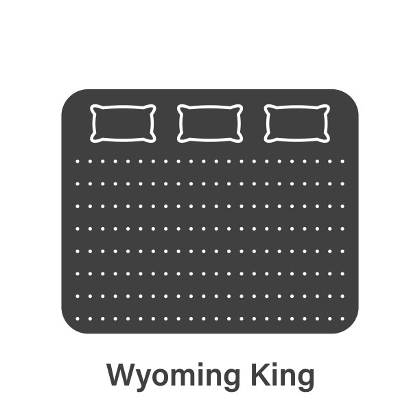 床尺寸尺寸。床垫怀俄明州国王剪影图标。旅馆或家庭卧房的床长测量。卧室的床垫尺寸。孤立矢量图图片下载
