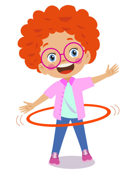 可爱快乐的男孩旋转铁环图片下载