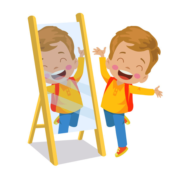 可爱快乐的男孩在照镜子图片下载