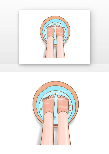 原创手绘养生花瓣泡脚元素图片下载