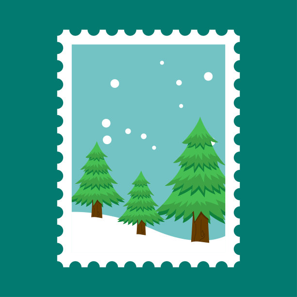 圣诞主题邮票矢量插图设计图片下载