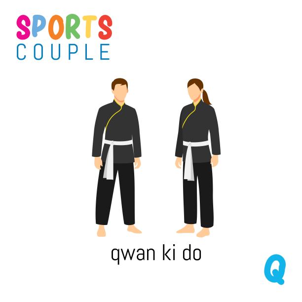 【体育运动】向量中的一对字母和Q字母。插图卡通运动。字母设计色彩丰富。图片下载