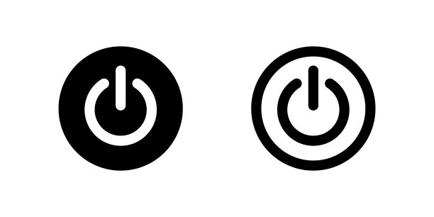 开始按钮图标。关闭按钮符号。黑色的颜色。矢量信号。图片下载