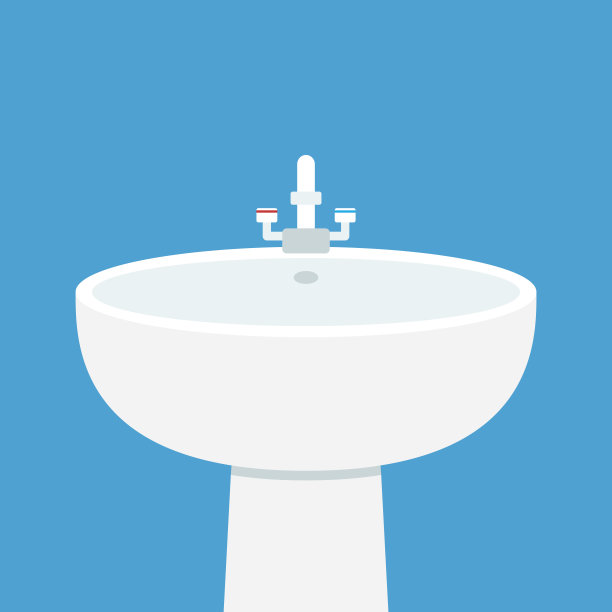 蓝色背景的盆。我们提供各种类型的洗手盆图标，浴室水槽，洗手盆为您的现代化和舒适的浴室。图片下载