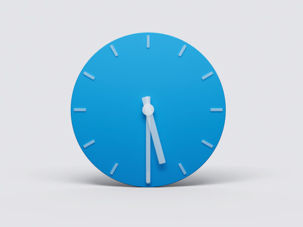 最小时钟时间五点半或五点半在浅色粉彩背景3d插图图片下载