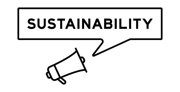 扩音器图标与语音泡沫在白色背景上的词可持续性图片下载