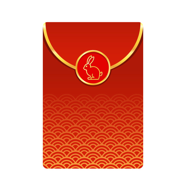 中国的奖励。红纸袋。信封向量。新年快乐。2023年小兔子拜年，兔年生肖兔年快乐。图片下载