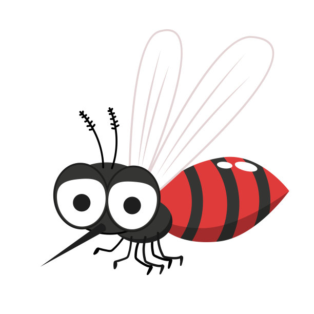 卡通蚊虫媒介分离。白底蚊子。图片下载