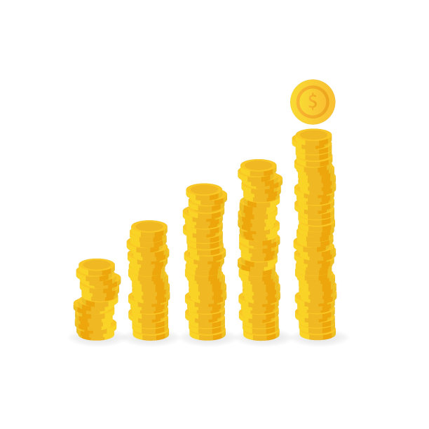 白色背景上的一堆金币。矢量图图片下载