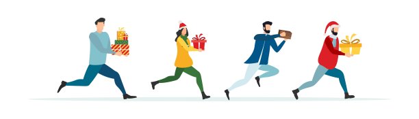 快乐的人们在圣诞和新年的公司聚会上。积极的男男女女在跳舞，玩得很开心。现代向量字符集。图片下载