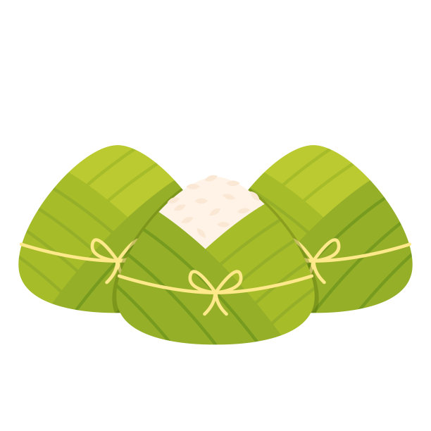 美味的白底粽子。端午节，日期和酒的名字写在中国书法。美味的粽子图标。图片下载