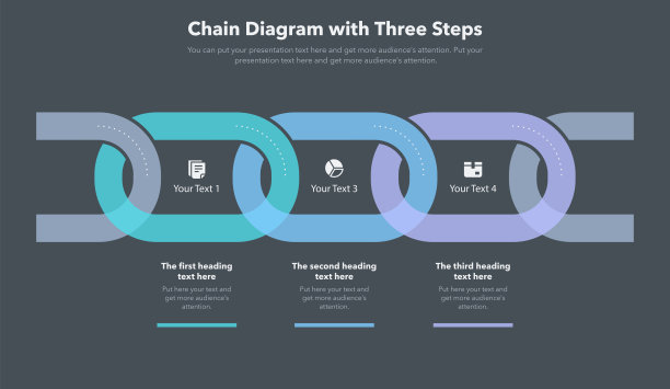 链图与3个彩色过程阶段-暗版本图片下载