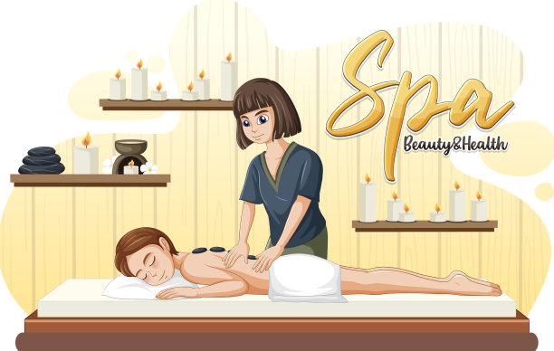 女子接受热石按摩图片下载