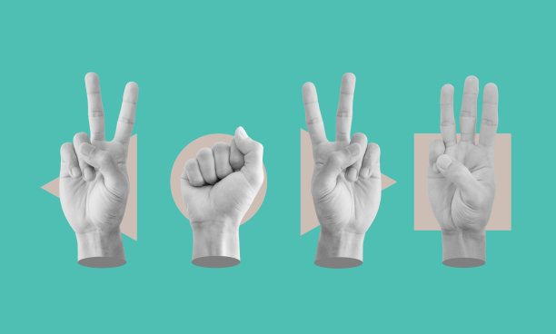 数字拼贴，2023年新年概念，手显示2023年新年手势图片下载