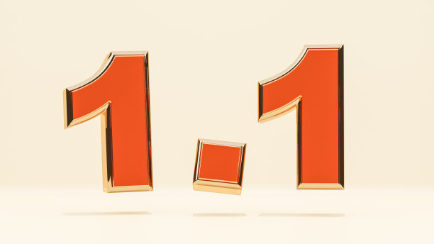 1.1购物日。横幅模板设计特别提供折扣，购物日横幅模板，销售网页标题模板的文本橙色金色1.1橙色背景。三维渲染图片下载