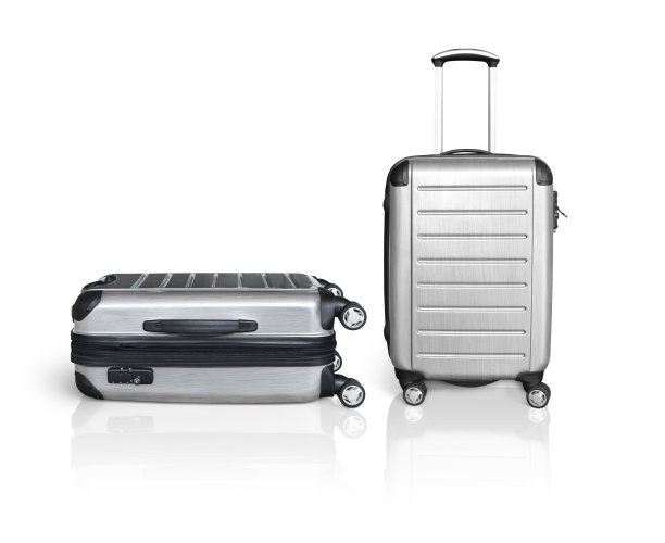 白色背景的独立行李箱。三维渲染图片下载