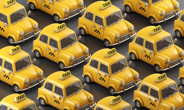 黄色出租车的交通堵塞图片下载