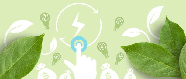 抽象的背景。绿色背景下的节能降耗节能理念。复制空间，数字，横幅，网站-3d渲染图片下载