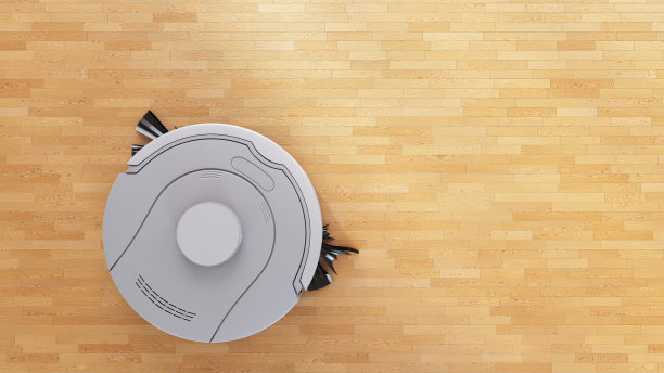 机器人吸尘器运行在层压板上方视图图片下载