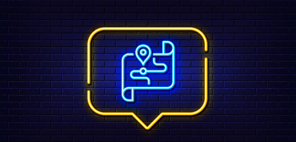 地图线路图标公路旅行标志霓虹灯讲话图片下载