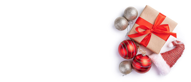 圣诞作文与礼物和玩具在白色的背景。圣诞快乐，新年快乐。图片下载