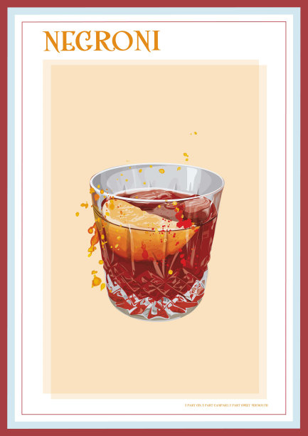 内格罗尼鸡尾酒印花图片下载
