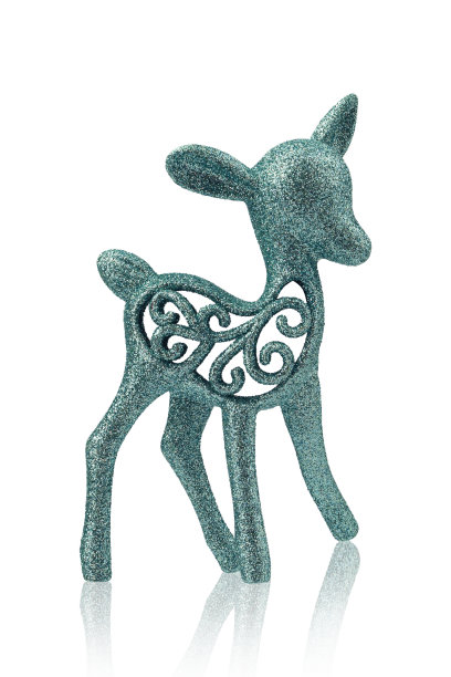 装饰小鹿在亮片，圣诞装饰，孤立图片下载