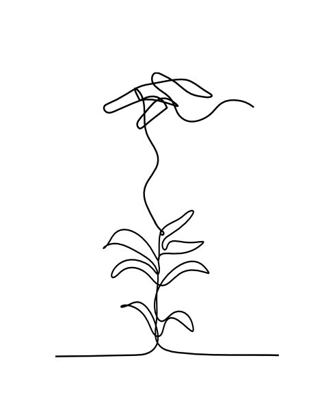 抽象的树，用手在白色背景上画线图片下载