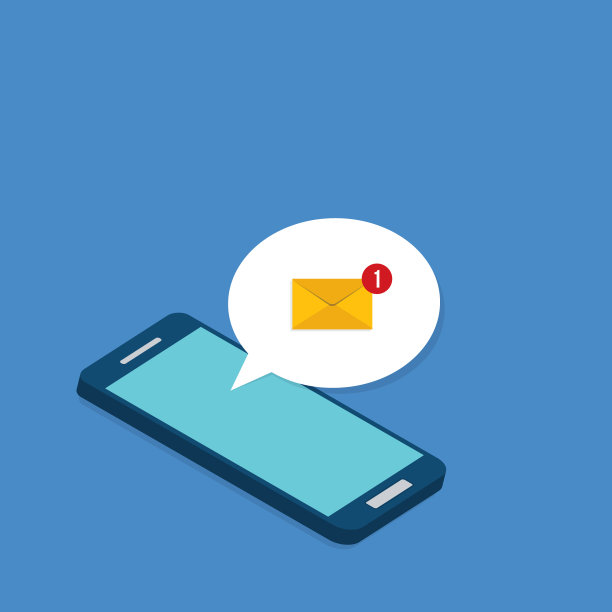 智能手机屏幕上的新邮件通知是等距的图片下载