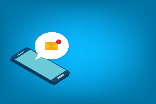 智能手机屏幕上的新邮件通知是等距的图片下载