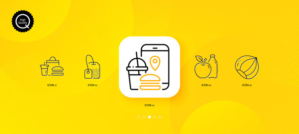 快餐App和苹果极简线条图标图片下载