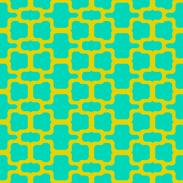 矢量无缝花纹网，网，格，织。霓虹绿松石和黄色图片下载