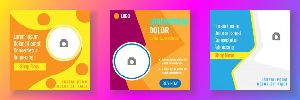 社交媒体模板矢量插图图片下载