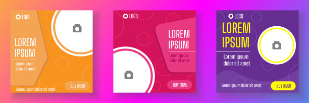 社交媒体模板矢量插图图片下载