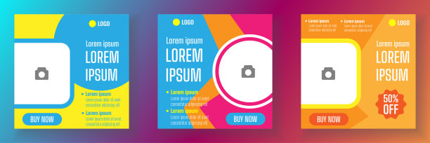 社交媒体模板矢量插图图片下载