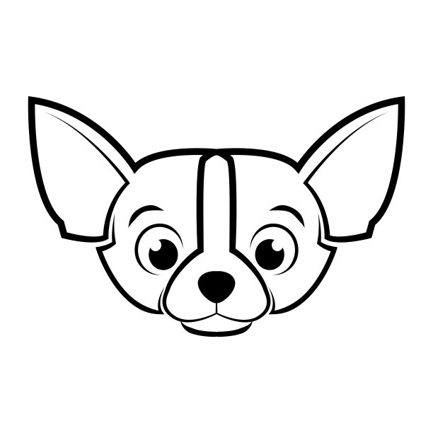 可爱的卡通矢量插画图标的吉娃娃小狗狗。这是大纲风格。图片下载