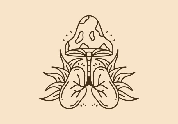 肺和模具的复古艺术插画图片下载