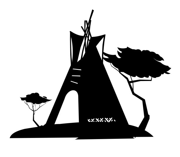 轮廓印第安人棚屋由毛毡和皮肤。北美部落的住所。游牧民族的传统家园。白色背景隔离矢量。图片下载