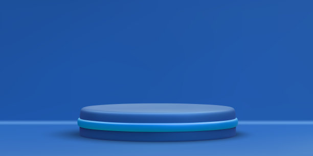 3d逼真的蓝色圆讲台。灯光背景上的场景和平台。为奖项和获奖者设计底座。矢量图图片下载