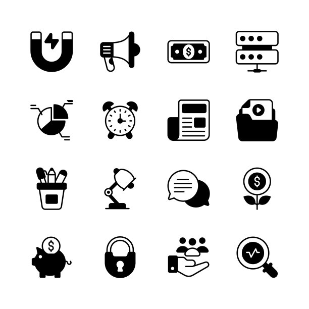 商业和金融相关矢量图标。移动应用，界面设计:商业，金融图片下载