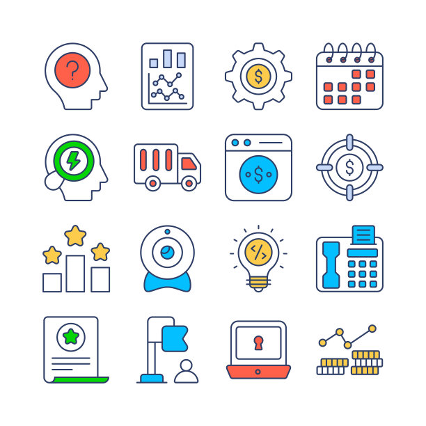 商业和金融相关矢量图标。移动应用，界面设计:商业，金融图片下载