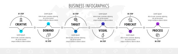 矢量线信息图模板六个箭头和图标图片下载