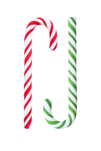 甜美的彩色圣诞糖果在白色孤立的背景图片下载