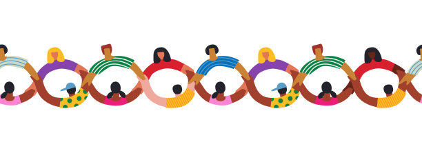 不同人群牵手图案无缝衔接图片下载