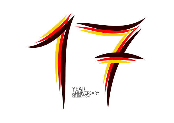 17周年庆典图标类型彩色线矢量，17岁生日图标，17号设计，横幅模板，图标数字元素的请柬，海报，t恤。平面设计图片下载