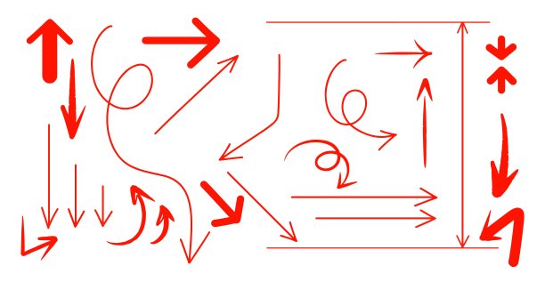 百万套不同的红色手绘箭头，墨水，笔刷风格，白色上图片下载