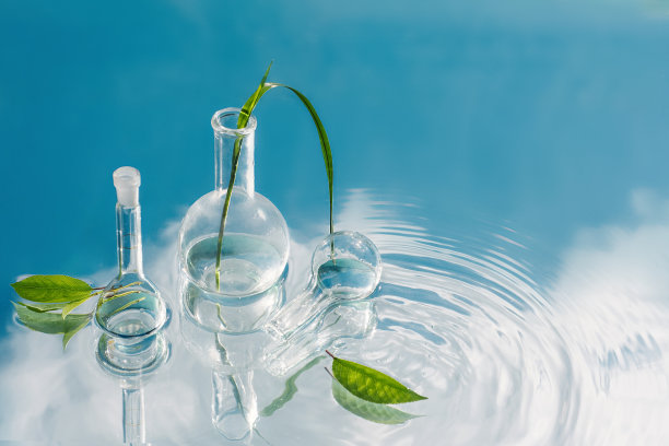 实验室玻璃器皿与天然草药，草药医学提取物图片下载